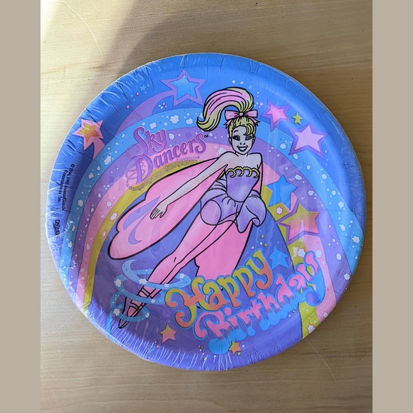 Sky Dancers 90s Happy Birthday paper plates & Party Invitations NWT - Picture 1 of 4